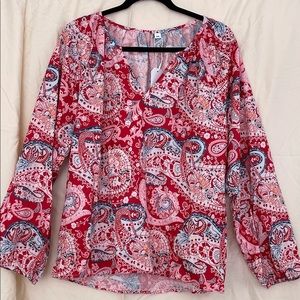 Paisley print peasant top